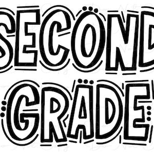 Second Grade - Doodle Buchstaben Transparent Hintergrund - Sublimation PNG und SVG - Digitales Kunstwerk