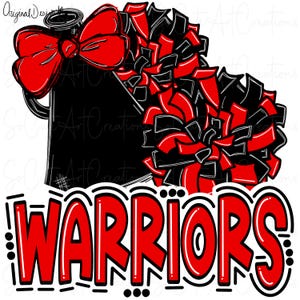 KRIEGER - Cheer PomPoms Megaphon - Doodle Buchstaben - Sublimation PNG - Digital Artwork