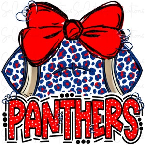 PANTHERS - Football and Bow - Doodle Letters - School Spirit - Sublimation PNG - Digital Art