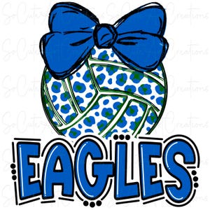 EAGLES - Volleyball Leopard - With Bow - School Spirit - Sublimation PNG - Digital Art