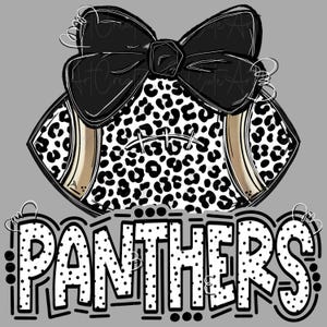 PANTHERS - Football and Bow - Doodle Letters - School Spirit - Sublimation PNG - Digital Art