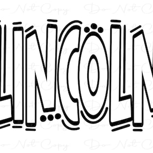 LINCOLN - Doodle Letters Transparent Background - Sublimation PNG and SVG - Digital Artwork