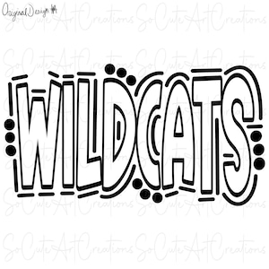 WILDCATS - Doodle mot contour - sublimation PNG et SVG - oeuvre d'art numérique - clipart