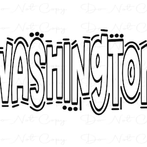 Washington - Doodle Letters Transparent Background - Sublimation PNG and SVG - Digital Artwork