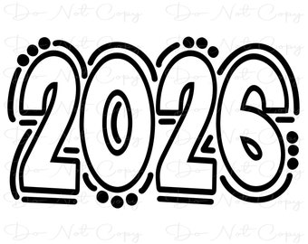 2026 - Doodle Number - Sublimation PNG and SVG - Digital Artwork