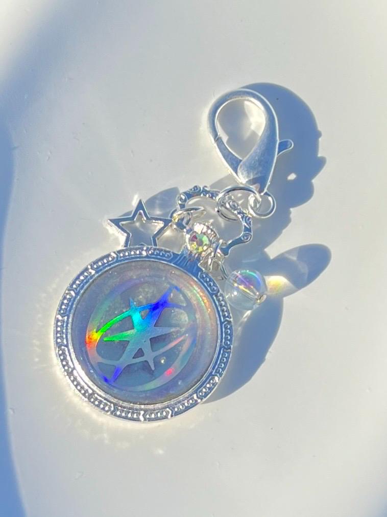 Katseye Logo Iridescent Multichrome, Silver-tone Alloy, Handmade