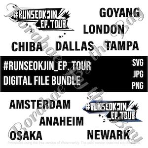 Jin do BTS Pacote de Arquivos Digitais #RunSeokjin_EP Tour svg png jpg Arquivos de Corte de Silhueta Cricut Clipart