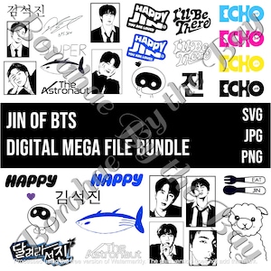 Mega Bundle de Arquivos Digitais BTS Jin svg png jpg Arquivos de Corte de Silhueta Cricut Clipart Capítulo 2