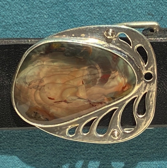 Intricately Designed Silver Belt Buckle Belt Buckle Western Silver Heavy With Intricate Design L4” X  main image 4