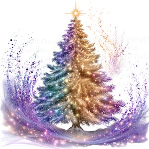 20 Holiday Christmas Tree Clipart Printable Watercolor Digital Download High-Quality JPGs Sublimation Scrapbooking Paper craft Junk Journals