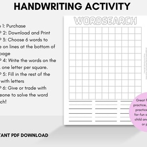 Handwriting activity for kids Handwriting practice word search template first grade Kindergarten handwriting practice sheet