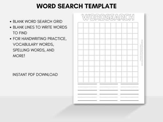 Handwriting Practice for Kids Word Search Template Fast - Etsy