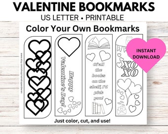 Valentine Bookmarks Printable Valentine's Coloring Activity For Kids Bookmark Valentine's Cards