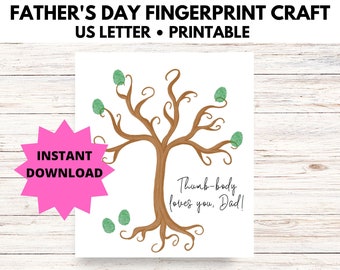 Father's day Fingerprint Craft father's day thumbprint craft gift from kids