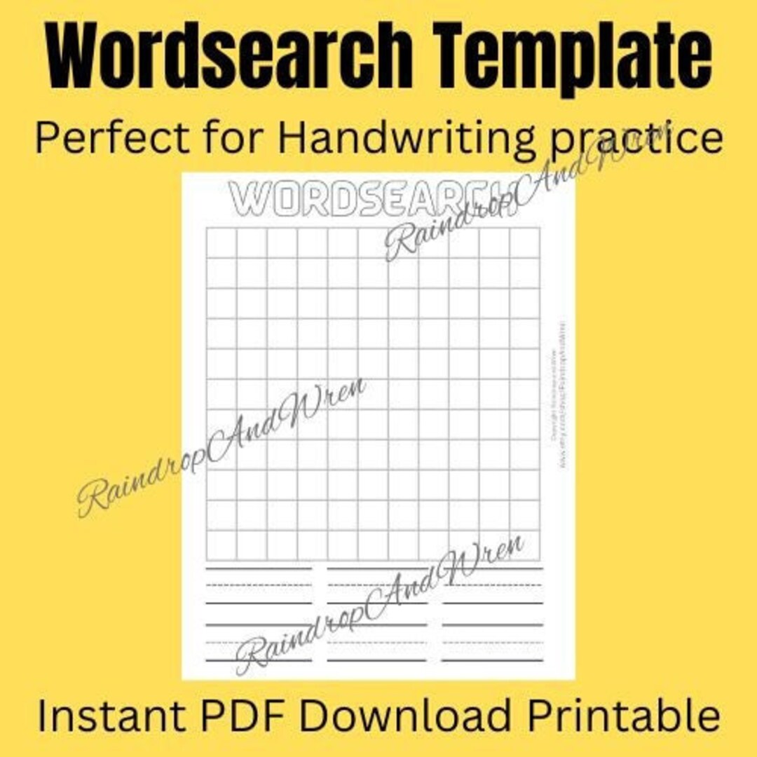Printable Word Search Template Etsy UK