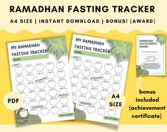 Kids Ramadan Fasting Tracker, Muslim Activity Planner (Printable A4)