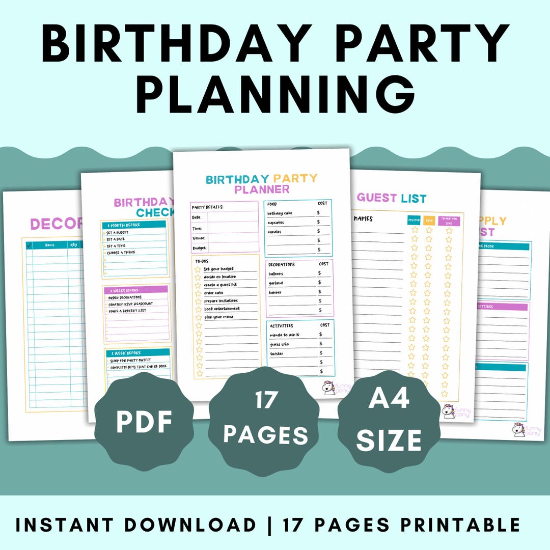 Printable Birthday Party Planning Checklist for Kids Birthday Supply ...
