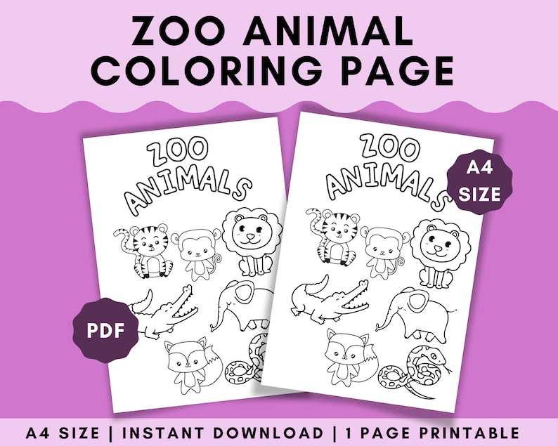 Printable Coloring Page Zoo Animal Kids Coloring Pages, Zoo Animal Art