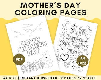 Mother's Day Coloring Pages, Flower Designs (Printable PDF)