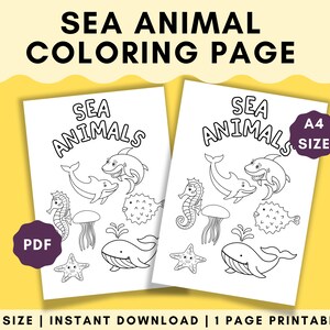 Printable Coloring Page Sea Animal learning ideas for preschool activities kids games party coloring book ocean sea animal party