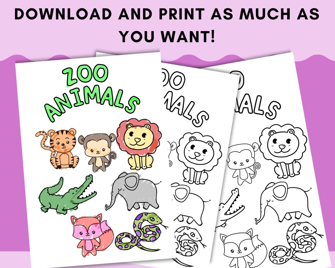 Printable Coloring Page Zoo Animal Kids Coloring Pages, Zoo Animal Art ...