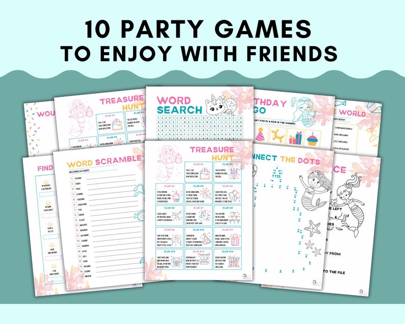 Printable Birthday Party Games for Kids Mermaid Party Ideas Diy Activities for Birthday Planning ...
