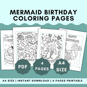 Printable Mermaid Birthday Party Coloring Page for kids mermaid party ideas diy activities for birthday planning  for girls mermaid party