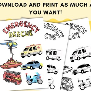 Printable Coloring Page Emergency Rescue for Kids Activities Learning ...