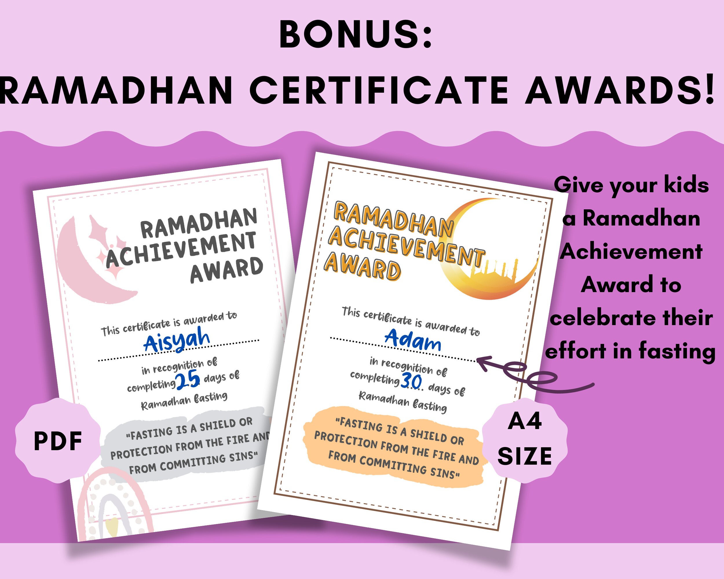 Printable Kids Ramadan Fasting Tracker BUNDLE Ramadan Activity With ...