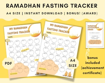 Kids Ramadan Fasting Tracker, Daily Activity Chart (Printable)