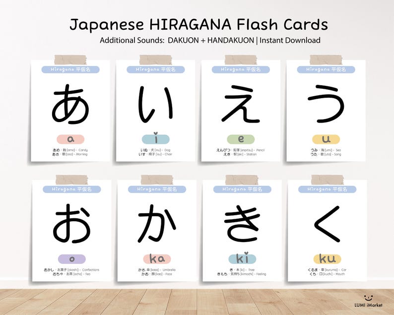 Japanese HIRAGANA Flashcards Japanese Study additional Sounds Japanese HIRAGANA Flashcards Japanese Study additional Sounds