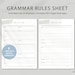 Grammar Rules List | Grammar Worksheet | Language Study Planner ...