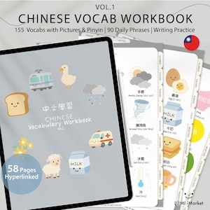 Chinese Visual Vocabulary Workbook Vol.1 | Cute Graphics Dictionary | Writing & Phrases Practice| Hyperlinked PDF | Traditional Chinese