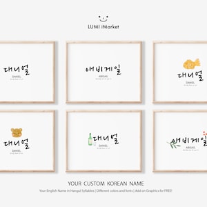 Custom Korean Name based on Syllables | Personalized Korean Name | Name Sign | Custom Wall Art | Name Art For Wall| Hangul