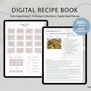 Digital Recipe Book Template | Digital Meal Planner | Recipe Book Cookbook | GoodNotes iPad Planner | Grocery List | Recipe Card