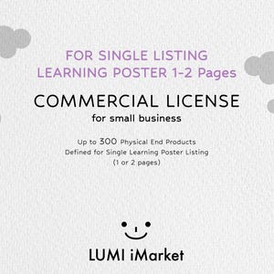 LICENZA COMMERCIALE per poster didattici / Per singolo annuncio con meno di 2 pagine / Licenza per poster bilingue / Solo licenza per prodotto fisico
