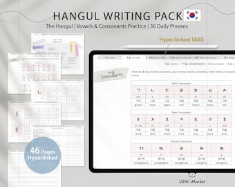 Hangul Praxis ARBEITSHEFT | Buchstaben & Phrasen üben | koreanische Handschrift | Verlinktes PDF | koreanischen Wortschatz zum ausdrucken