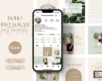 Instagram Post Templates for Coaches | Instagram Template Canva | IG Coach Templates | Instagram Carousel Post Template | Boho ERT001