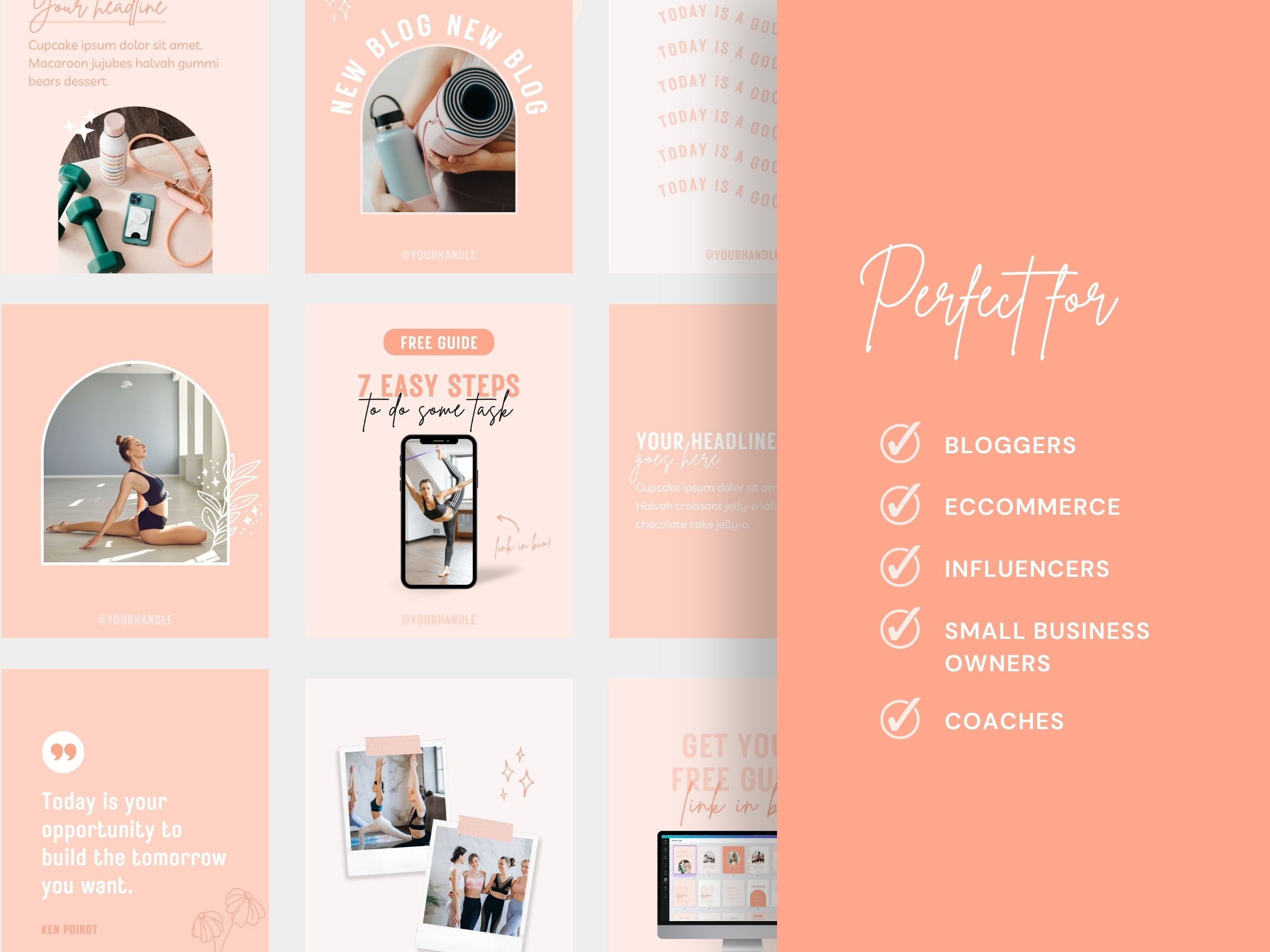 Instagram Templates Canva Pink | Instagram Post Templates Canva Coach ...