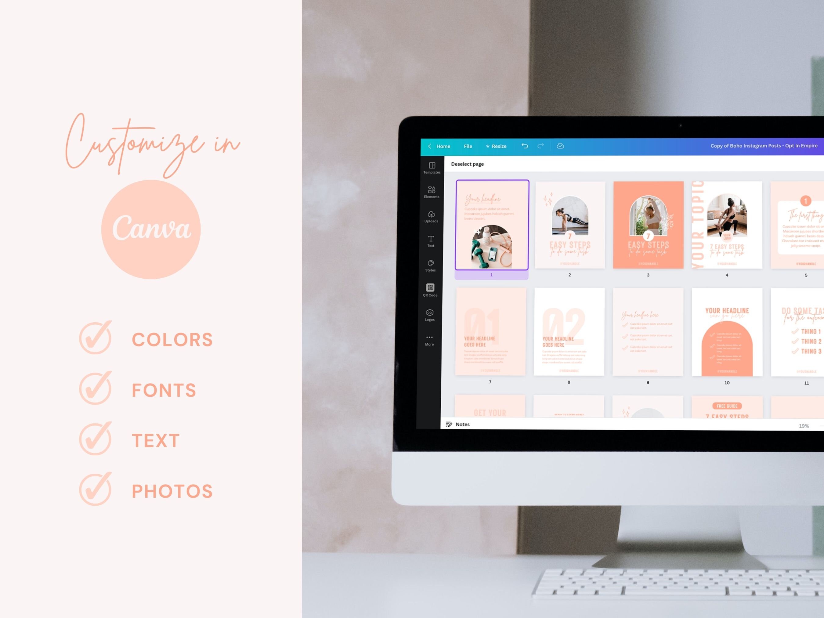 Instagram Templates Canva Pink | Instagram Post Templates Canva Coach ...