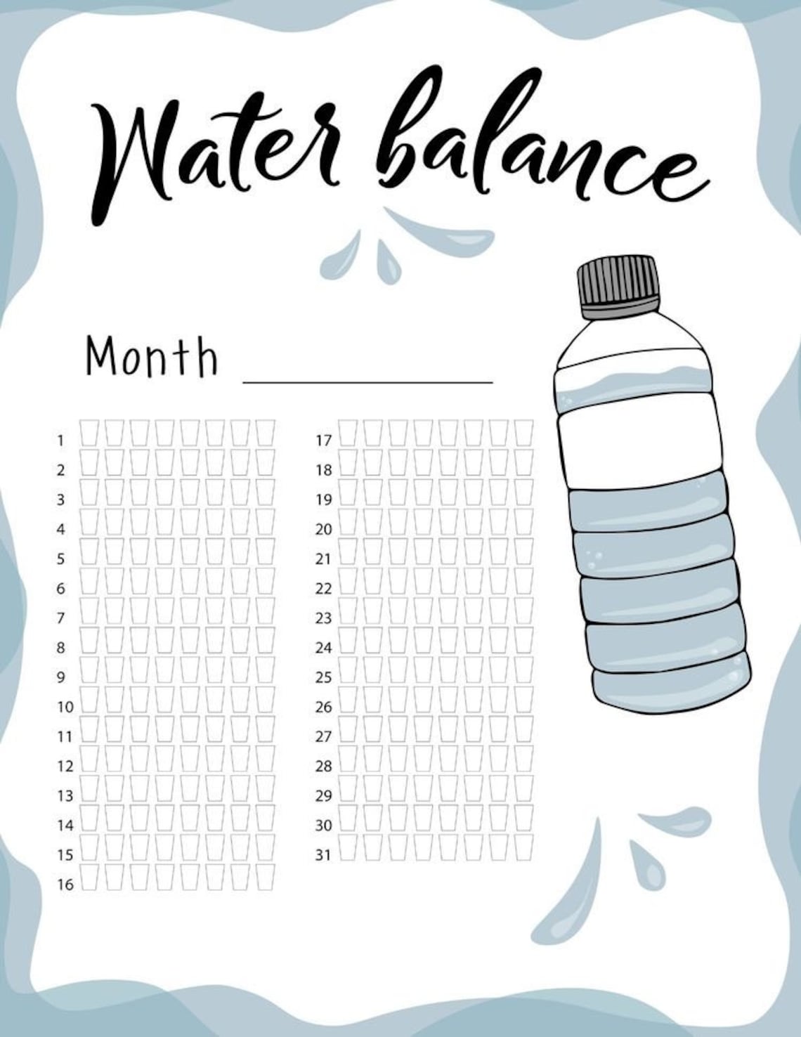 Water Tracker Page Etsy
