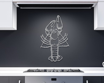 Lobster Metal Wall Art: Rustic Beach House Decor