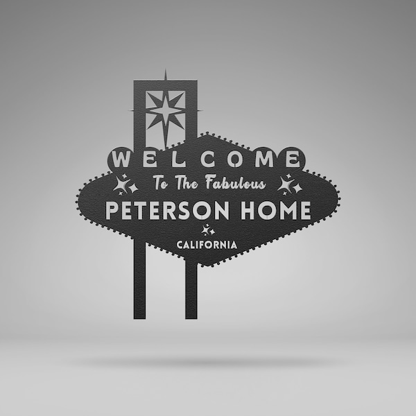 Personalized Metal Las Vegas Sign: Retro Family Name Bar Decor