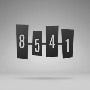 Googie House Number Plaque "Tilted Panels", Mid Century Modern Metal Address Sign, Atomic Age Retro House Numbers, New Home Gift