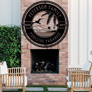 Personalized Metal Pool Sign | Custom Outdoor Pool Sign | Outdoor Patio Sign | Custom Outdoor Patio Sign | Pool Party Sign