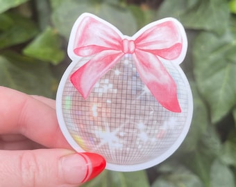 Disco Ball with Bow | Bookish Sticker | Kindle Stickers | Booktok Stickers | Coquette Sticker | Vinyl Sticker