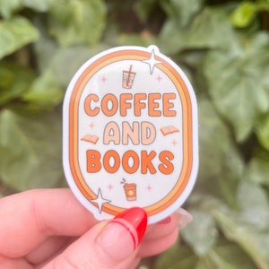 Kaffee und Bücher Aufkleber | Bücherwurm Sticker | Kindle Aufkleber | Booktok Sticker | Aufkleber