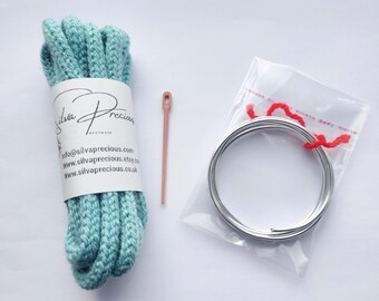 Knitted Wire Words DIY Kit: iCord, Aluminum Wire and plastic needle- Home Decor