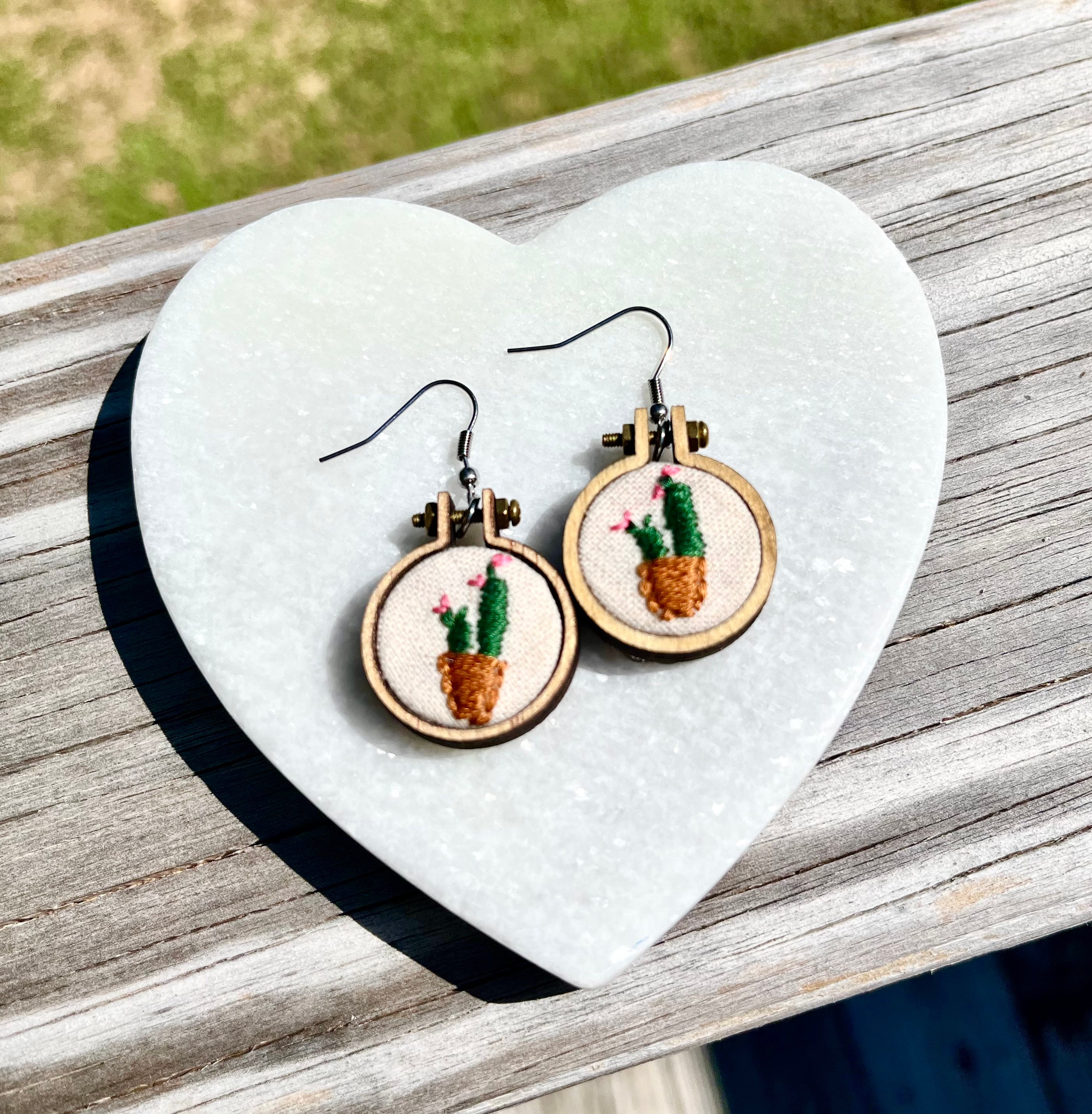 限定1点◍No.64 ＊handmade＊earring ◍ Hand Embroidered Earrings: Mini Hoop, Floral, Hypoallergenic - Etsy