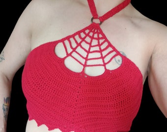 Spiderweb crop top/halter top, festival top, goth, punk, emo cobweb CROCHET PATTERN